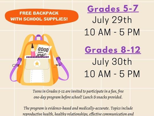 Healthy Teens – Backpack program