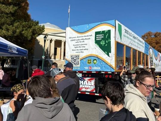 Nevada’s Capitol Christmas Tree Makes a Whistle Stop in Lovelock