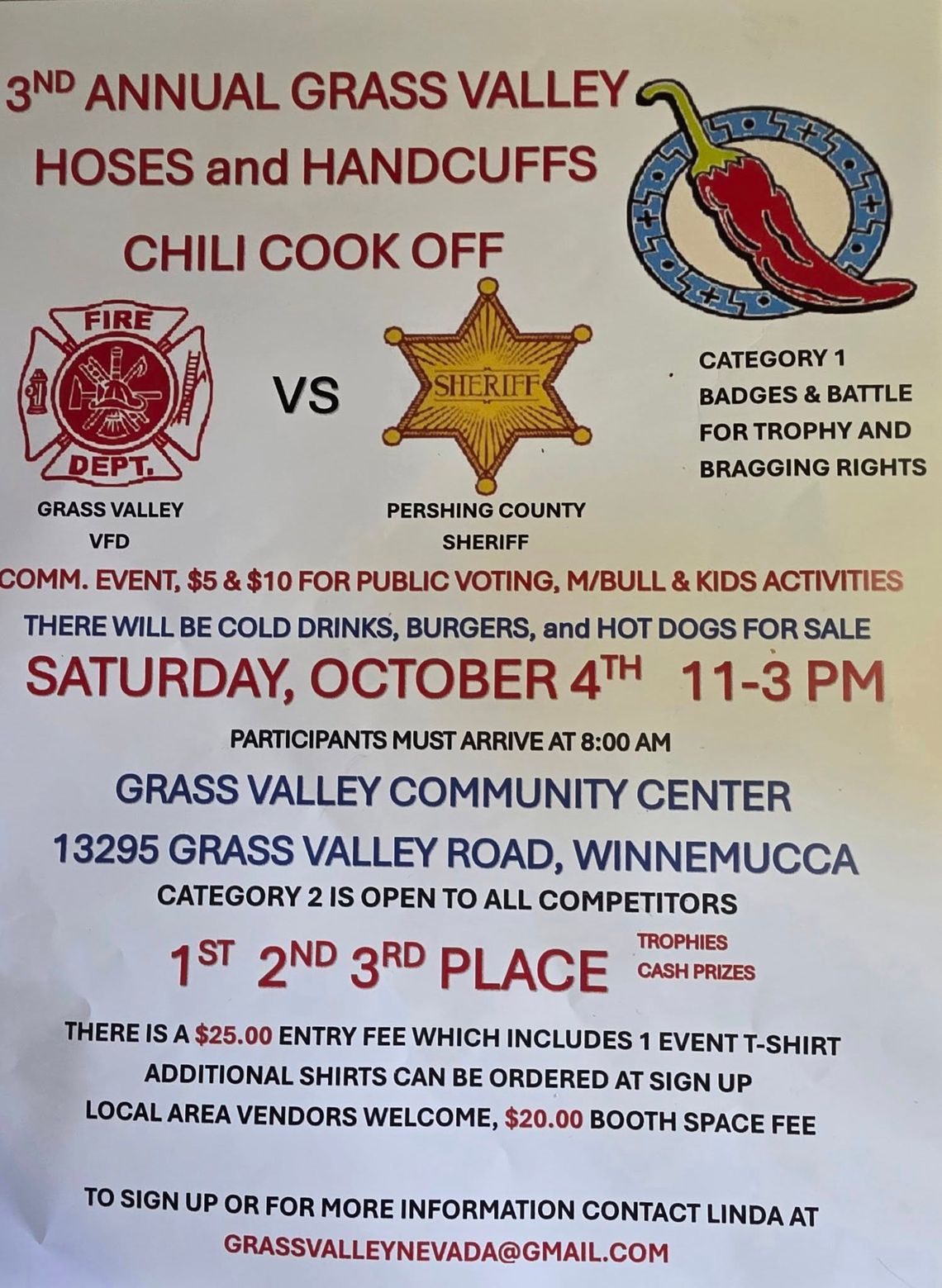 Bring the Heat: Community Chili Cook-Off set for Oct. 4 at Grass Valley Community Center