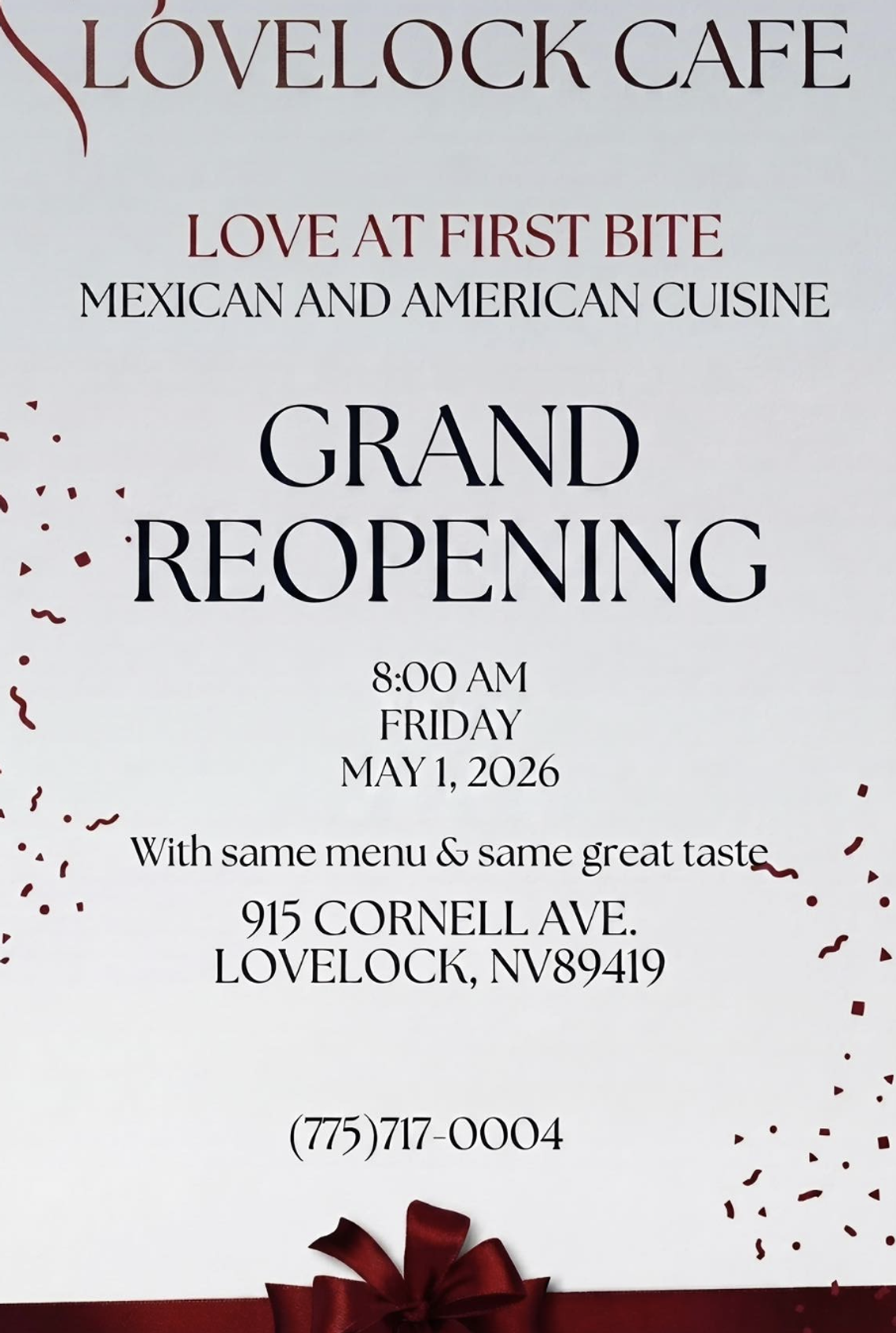 Lovelock Cafe Grand Reopening