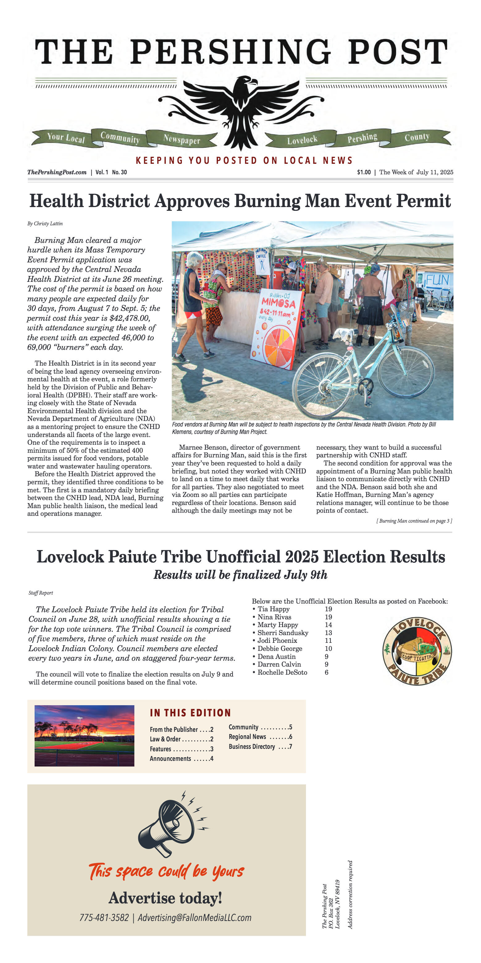 July 11th, 2025 - Health District Approves Burning - page 1
